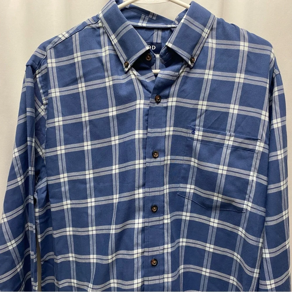 Izod button up shirt mens size medium plaid collared blue new with tags